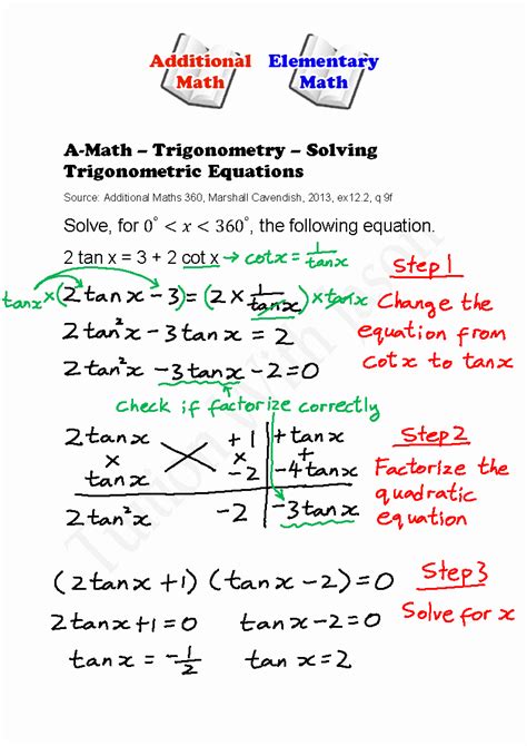 solving second-degree trigonometric equations worksheet answers